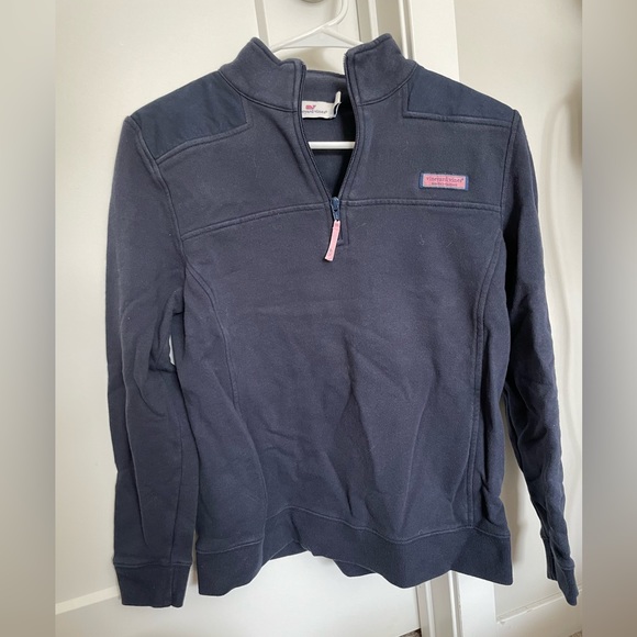 Medium Vineyard Vines Navy Blue Quarter Zip Sweatshirt - Picture 2 of 6
